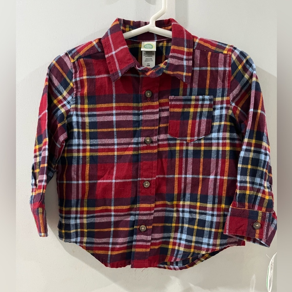 Little Me Red Plaid Button-Up Shirt, size 18 months, new!